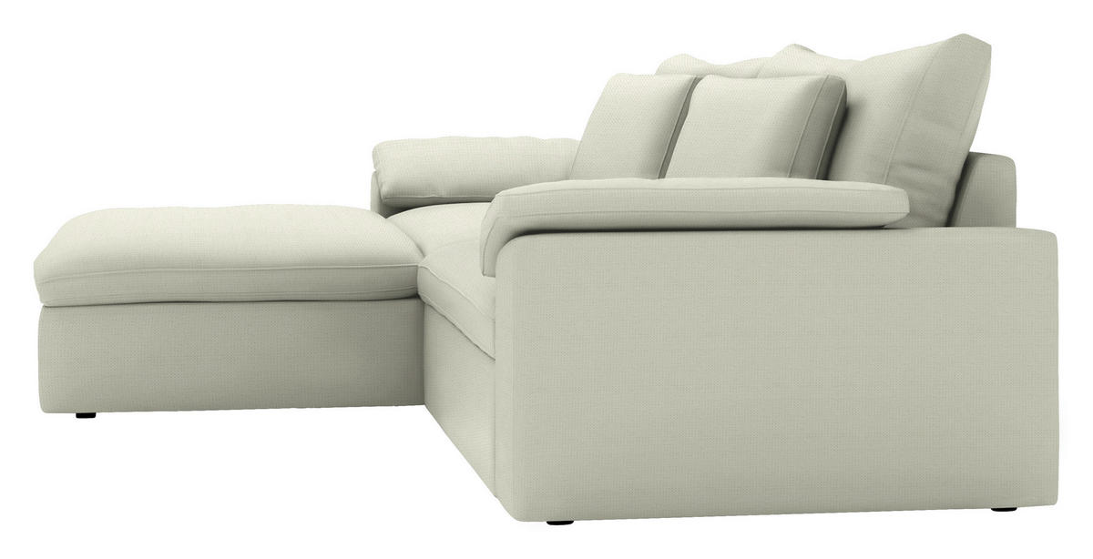 ECKSOFA  Chenille Creme  - Creme/Schwarz, Modern, Kunststoff/Textil (198/306cm) - Carryhome