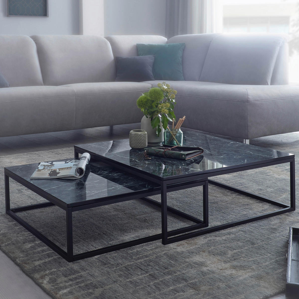 COUCHTISCH in Holzwerkstoff 75/75/27 cm  - Schwarz, Konventionell, Holzwerkstoff/Metall (75/75/27cm) - MID.YOU