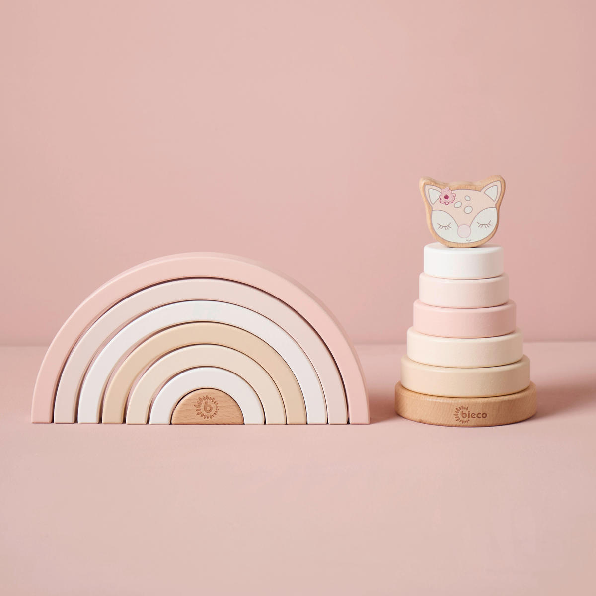 STAPELTURM Stapelturm Reh Ella  - Beige/Rosa, Basics, Holz (10/18,5/10cm)