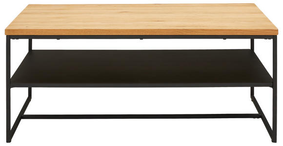 COUCHTISCH Eiche furniert, massiv 105/65/44 cm rechteckig Schwarz, Eichefarben - Eichefarben/Schwarz, Design, Holz/Holzwerkstoff (105/65/44cm) - Novel