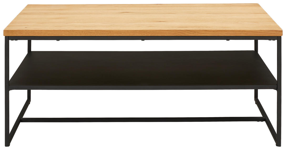 KLUBSKA MIZA, črna, barve hrasta  - črna/barve hrasta, Design, kovina/leseni material (105/65/44cm) - Novel