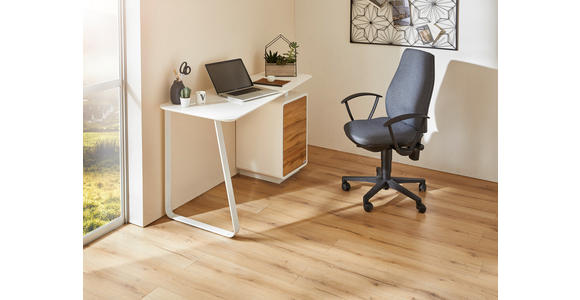 SCHREIBTISCH 140/44-60/76 cm in Weiß, Eichefarben - Eichefarben/Weiß, Design, Holzwerkstoff/Metall (140/44-60/76cm) - Xora