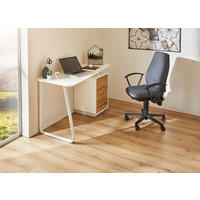 SCHREIBTISCH 140/44-60/76 cm  in Eichefarben, Weiß  - Eichefarben/Weiß, Design, Holzwerkstoff/Metall (140/44-60/76cm) - Xora