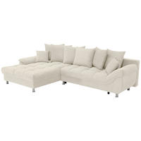 ECKSOFA in Flachgewebe, Mikrofaser Creme  - Chromfarben/Creme, Design, Kunststoff/Textil (198/312cm) - Livetastic