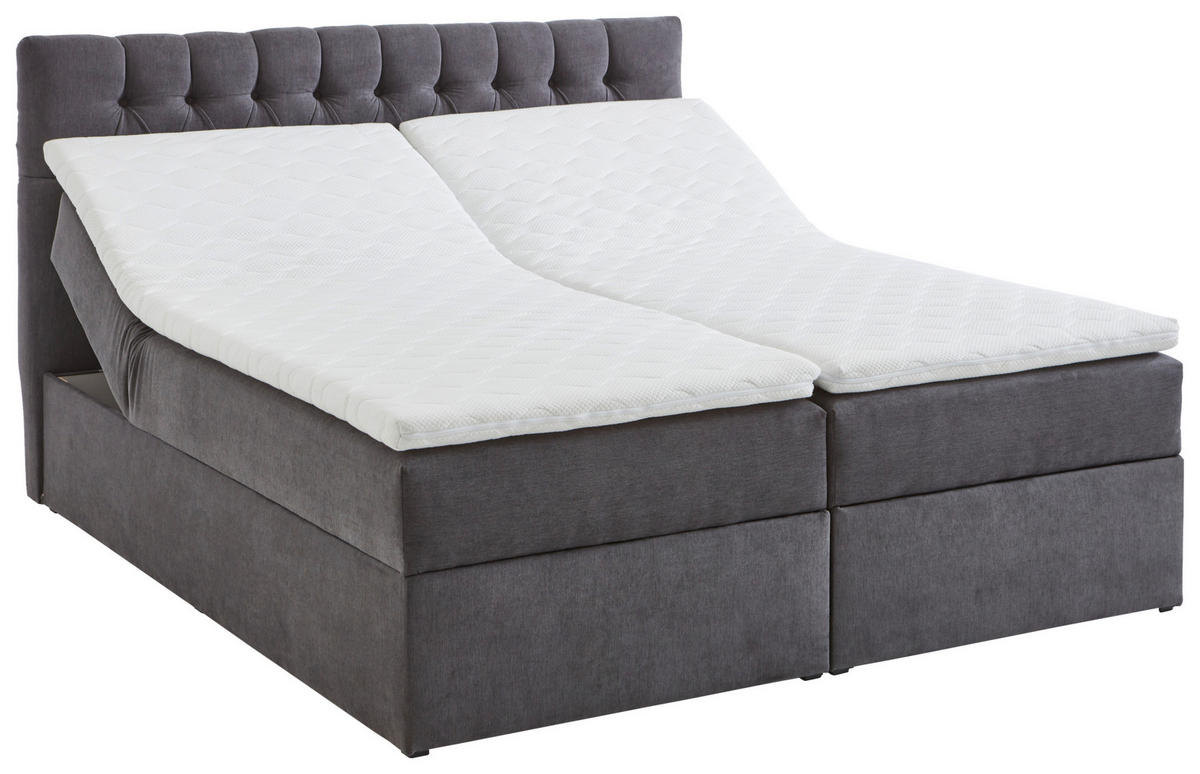 BOXBETT 160/200 cm  in Grau  - Schwarz/Grau, Modern, Kunststoff/Textil (160/200cm) - MID.YOU
