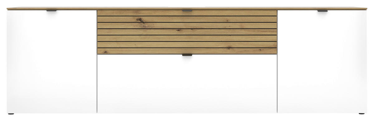 LOWBOARD  in 181/54/41 cm  - Weiss/Schwarz, Modern, Holzwerkstoff/Metall (181/54/41cm) - Voleo