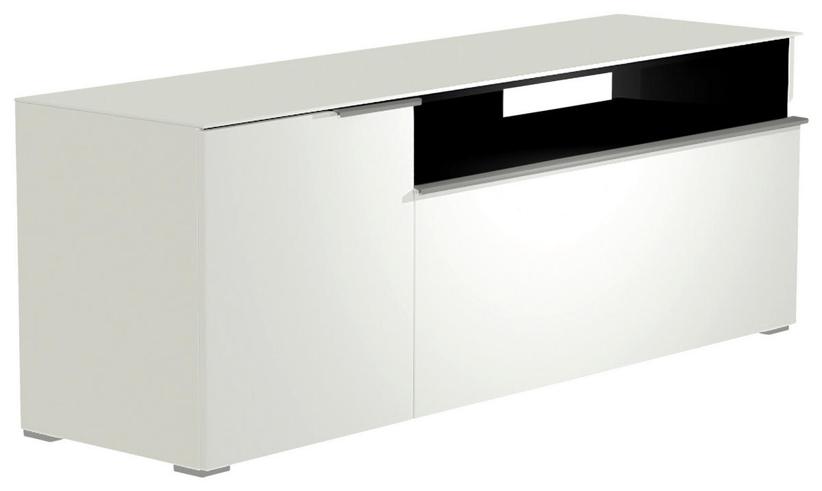LOWBOARD Weiss, Alufarben  160/58/45 cm  - Weiss/Alufarben, Design, Glas/Holzwerkstoff (160/58/45cm) - Moderano