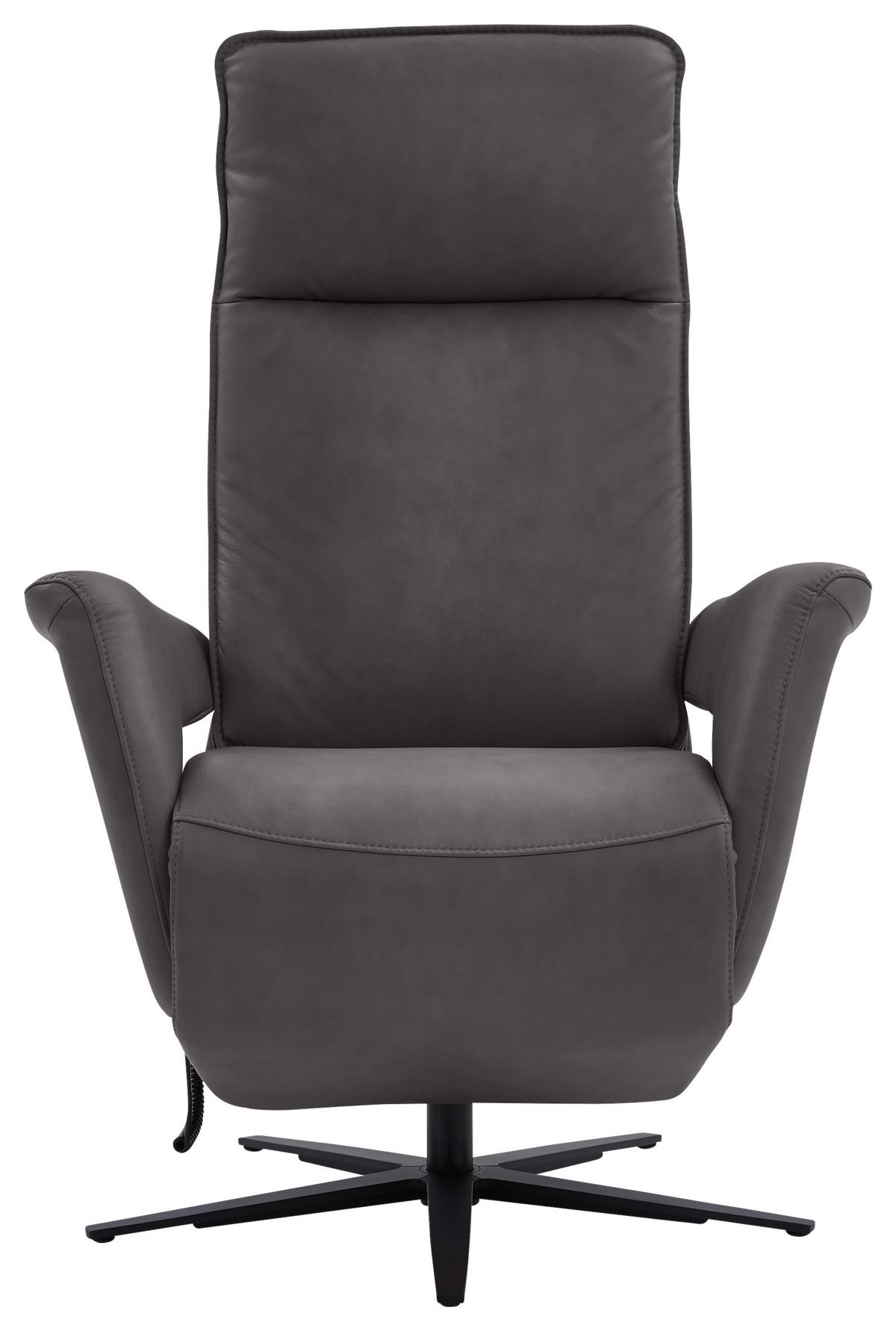 RELAXSESSEL in Leder Dunkelbraun  - Dunkelbraun/Schwarz, Design, Leder/Metall (83/123/87cm) - Valdera