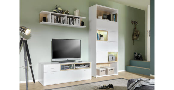 TV-ELEMENT 130/48/50 cm - Eichefarben/Weiß, Design, Holzwerkstoff/Kunststoff (130/48/50cm) - Hom`in