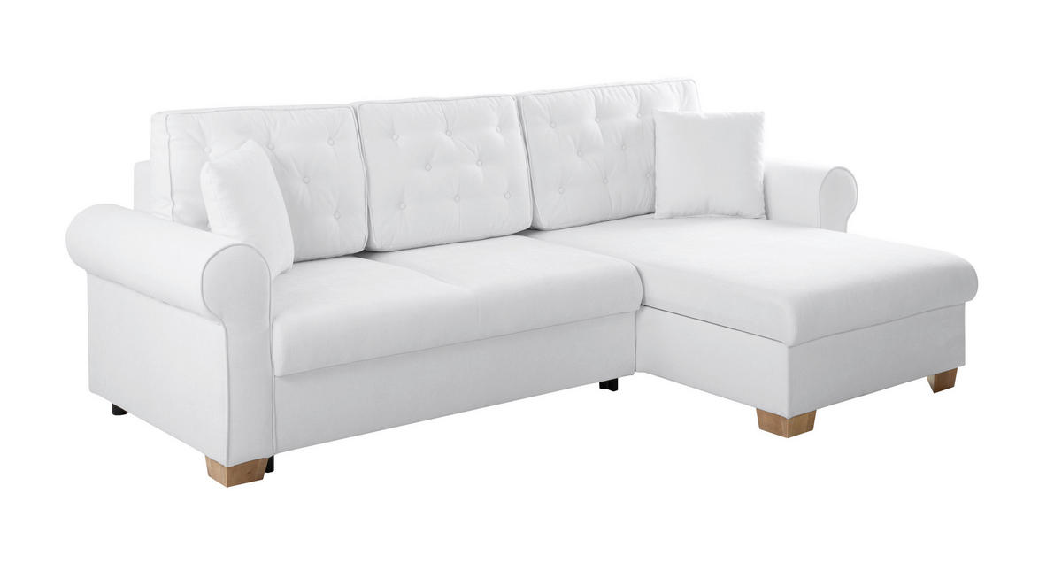 ECKSOFA in Creme  - Buchefarben/Creme, Design, Holz/Textil (266/161cm) - MID.YOU
