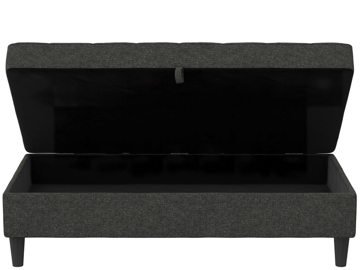 HOCKER PALERMO Webstoff, Leinenoptik Anthrazit  - Anthrazit/Schwarz, Basics, Kunststoff/Textil (130/43/69cm) - Livetastic