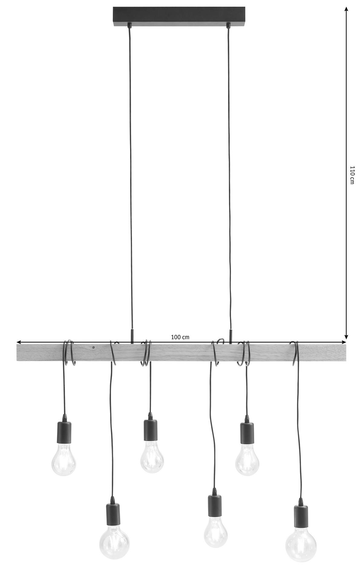 HÄNGELEUCHTE   100 cm  - Schwarz/Braun, Lifestyle, Holz/Metall (100cm) - Marama