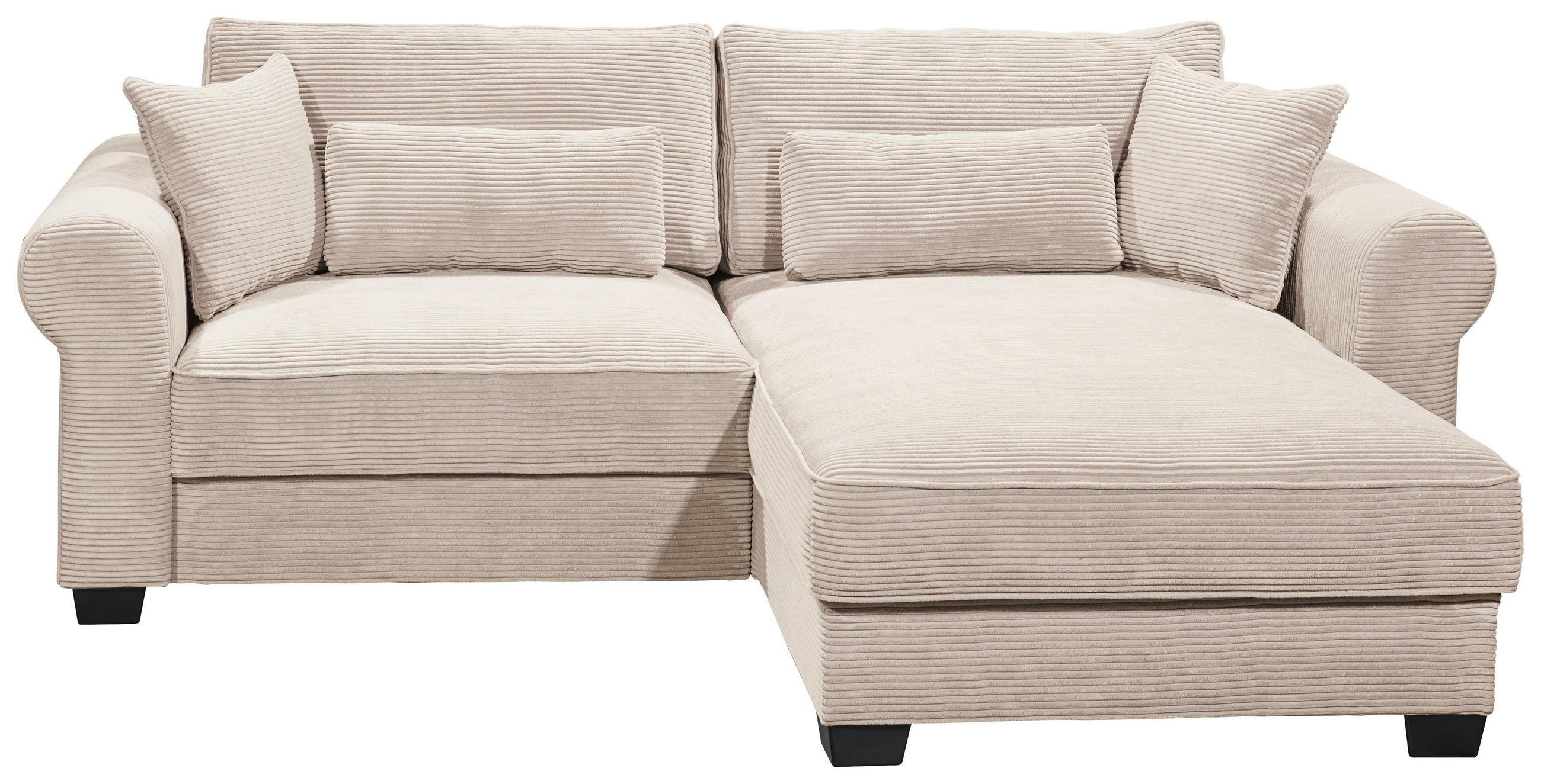 ECKSOFA Creme Cord  - Creme/Schwarz, Basics, Kunststoff/Textil (255/92/185cm) - MID.YOU