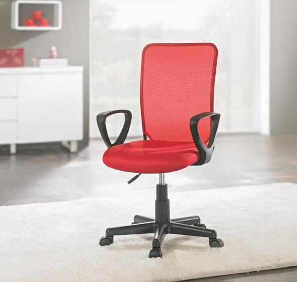 JUGENDDREHSTUHL  in Netzbespannung Rot, Schwarz  - Rot/Schwarz, Design, Kunststoff/Textil (54/90,5-102,5/54cm) - Carryhome