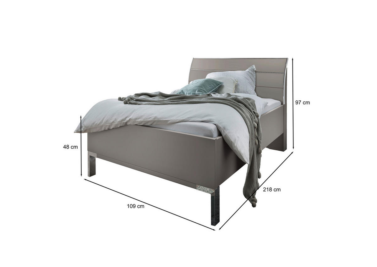 BETT 100/200 cm  in Grau  - Chromfarben/Grau, KONVENTIONELL, Holzwerkstoff/Metall (100/200cm) - Dieter Knoll