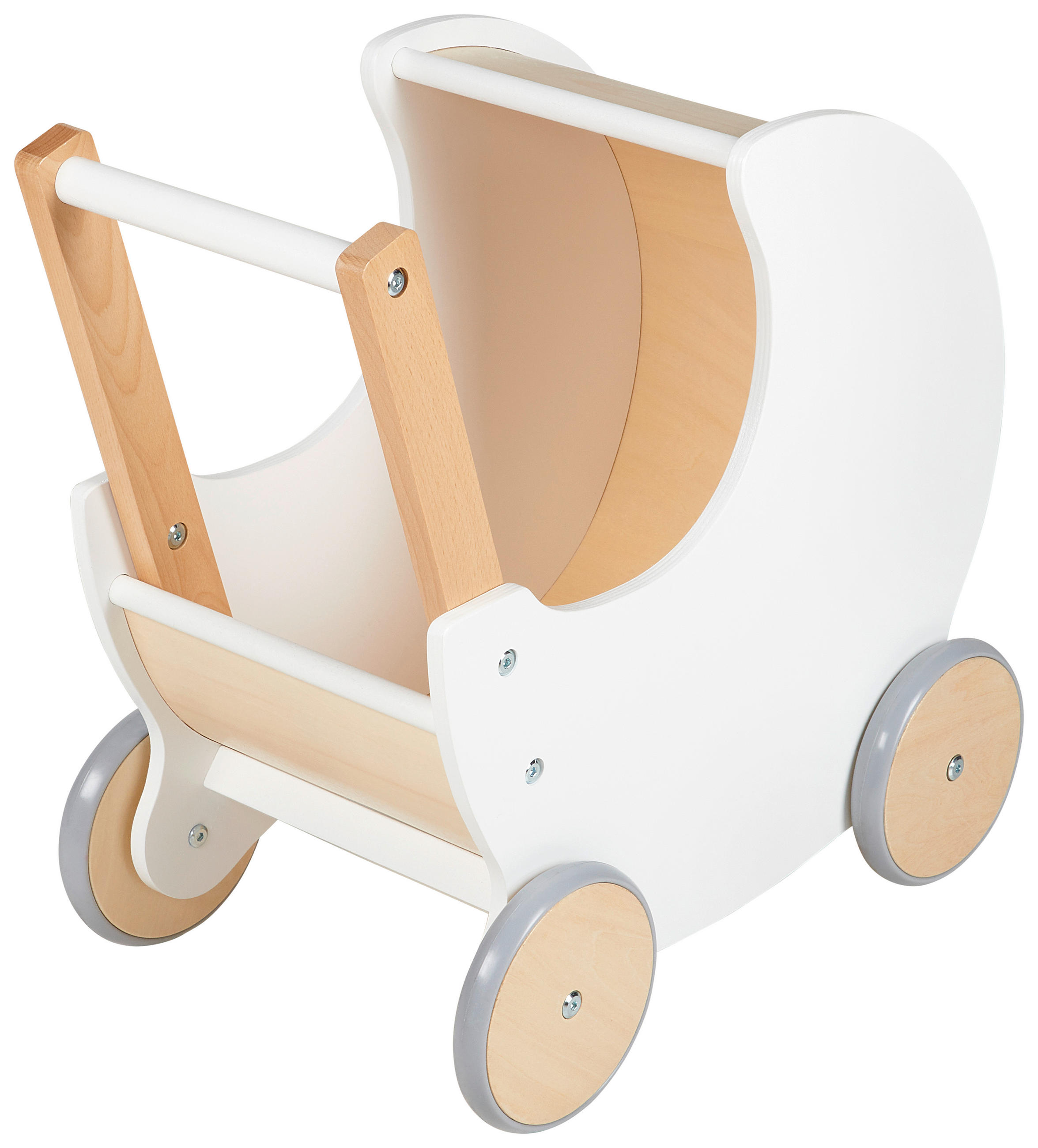 PUPPENWAGEN  - Naturfarben/Weiß, Trend, Holz (46/27/44cm) - My Baby Lou