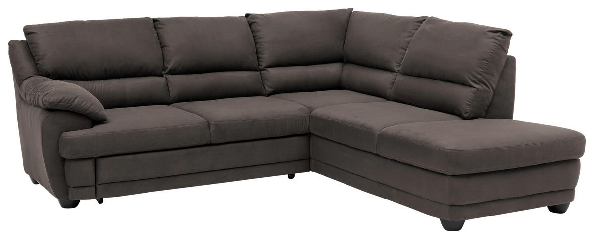 ECKSOFA in Mikrofaser Braun  - Schwarz/Braun, Design, Kunststoff/Textil (245/225cm) - Livetastic