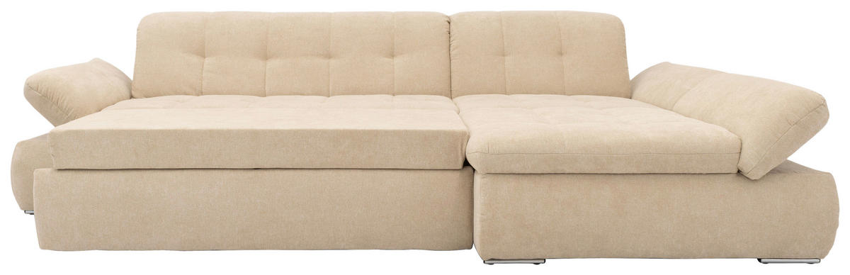 ECKSOFA in Mikrofaser Beige  300/172 cm  - Chromfarben/Beige, KONVENTIONELL, Textil/Metall (300/172cm) - MID.YOU