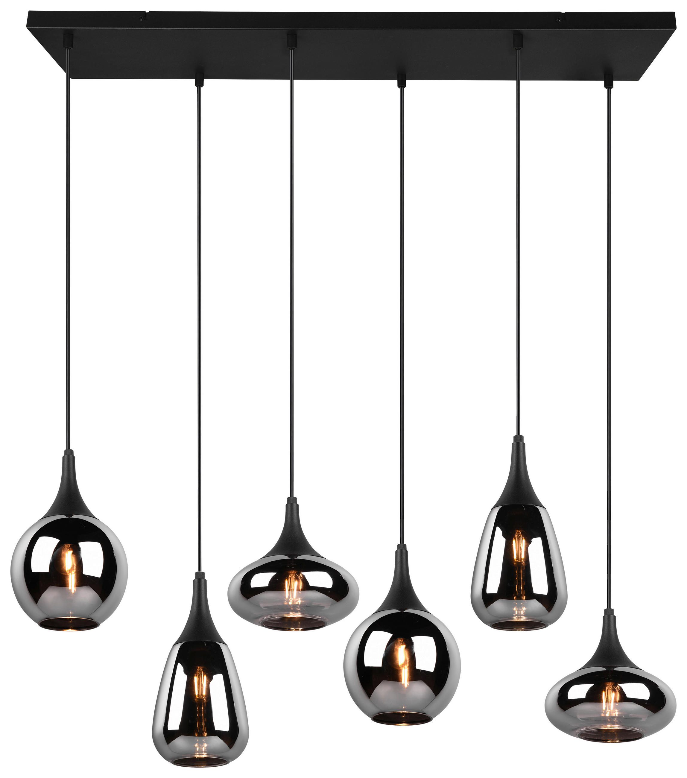 ZÁVĚSNÉ SVÍTIDLO, 93,8/34,5/150 cm  - černá/barvy chromu, Design, kov/sklo (93,8/34,5/150cm) - Trio Leuchten