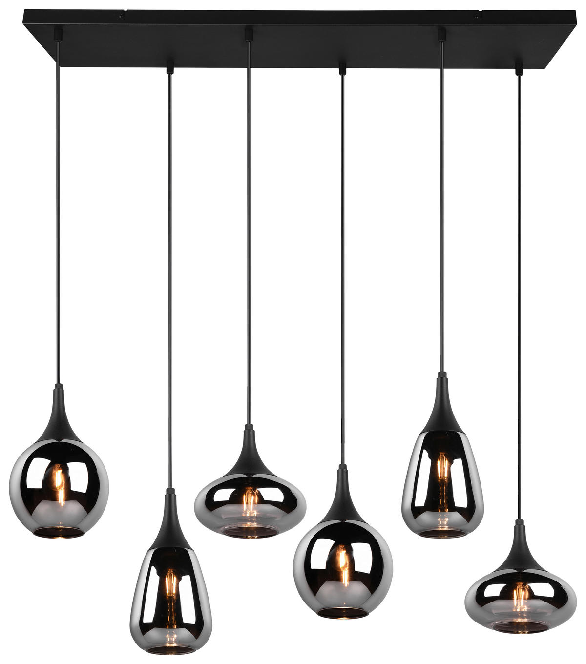 ZÁVĚSNÉ SVÍTIDLO, 93,8/34,5/150 cm  - černá/barvy chromu, Design, kov/sklo (93,8/34,5/150cm) - Trio Leuchten