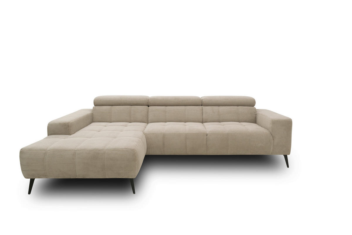 ECKSOFA TRENTO Taupe Mikrofaser  - Taupe/Dunkelgrau, MODERN, Textil/Metall (287/175cm) - MID.YOU