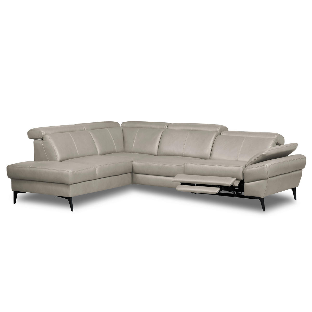 ECKSOFA  in Lederlook Echtleder Platinfarben  211/264 cm  - Platinfarben/Schwarz, Design, Leder/Textil (211/264cm) - Livetastic