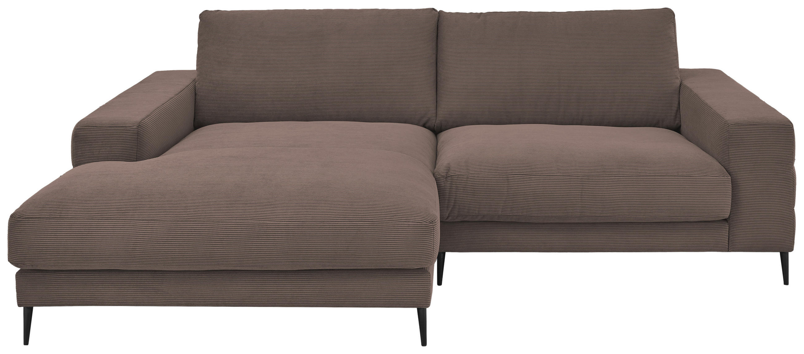 ECKSOFA Taupe Feincord Rücken echt  - Taupe/Schwarz, Design, Textil/Metall (177/253cm) - Dieter Knoll