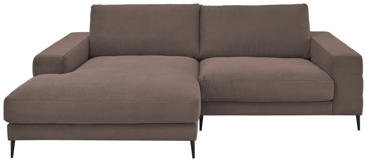 ECKSOFA Taupe Feincord Rücken echt  - Taupe/Schwarz, Design, Textil/Metall (177/253cm) - Dieter Knoll