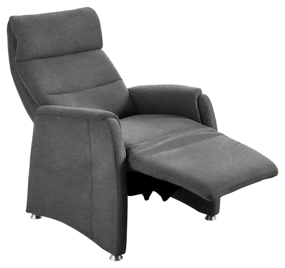 FERNSEHSESSEL in Flachgewebe Grau  - Alufarben/Grau, Konventionell, Textil/Metall (69/111/83cm) - Cantus