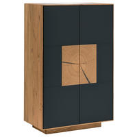 SCHUHSCHRANK Asteiche massiv Anthrazit, Eichefarben  - Eichefarben/Anthrazit, MODERN, Glas/Holz (72/112/37cm) - Linea Natura