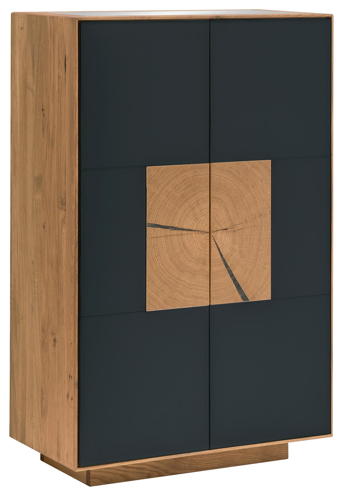 SCHUHSCHRANK Asteiche massiv Anthrazit, Eichefarben  - Eichefarben/Anthrazit, MODERN, Glas/Holz (72/112/37cm) - Linea Natura