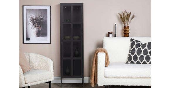 VITRINE in Schwarz - Schwarz, Design, Glas/Metall (50/180/35cm) - Xora