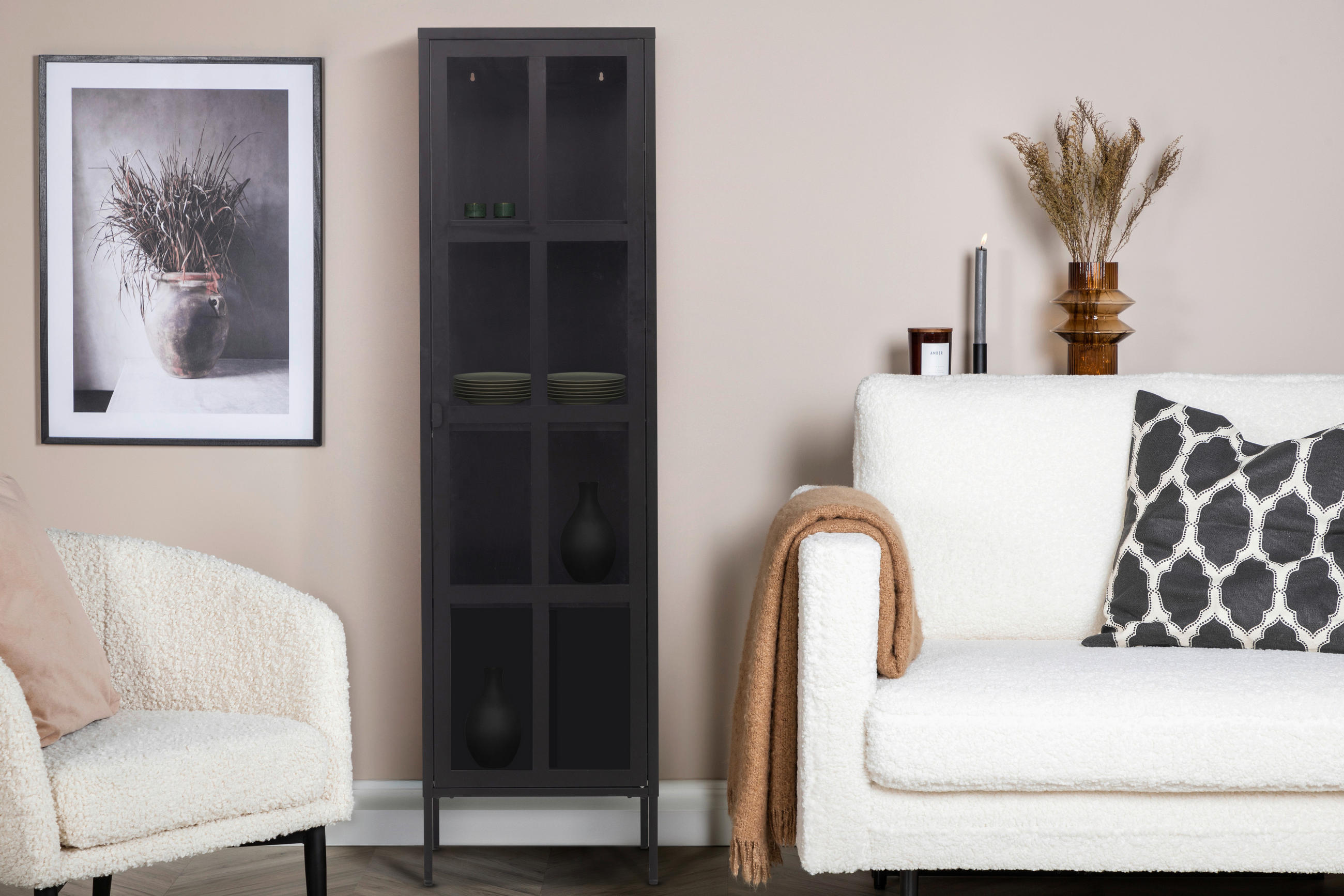 VITRINE in Schwarz  - Schwarz, Design, Glas/Metall (50/180/35cm) - Xora