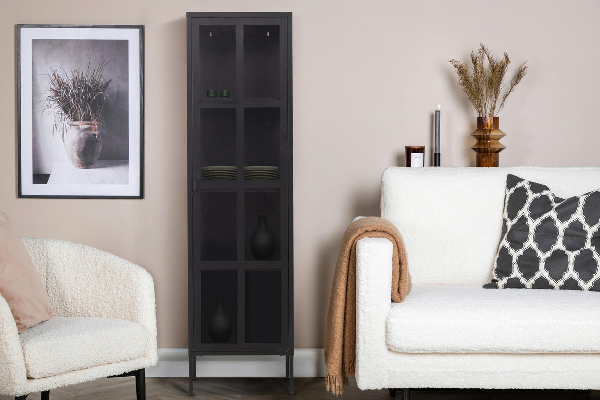 VITRINE in Schwarz  - Schwarz, Design, Glas/Metall (50/180/35cm) - Xora