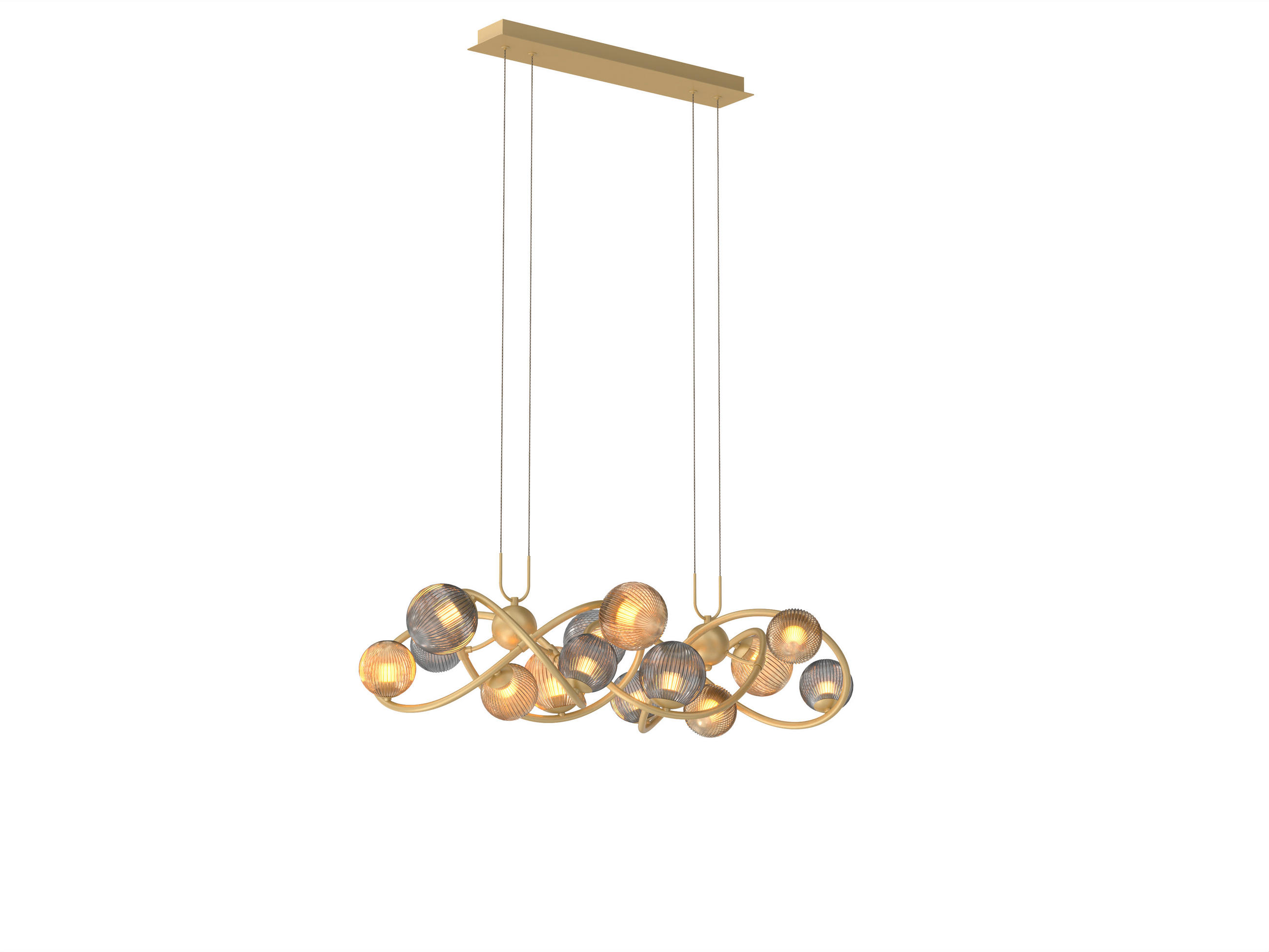 LED-HÄNGELEUCHTE Metz 60/150 cm   - Goldfarben, Design, Glas/Metall (60/150cm) - Wofi