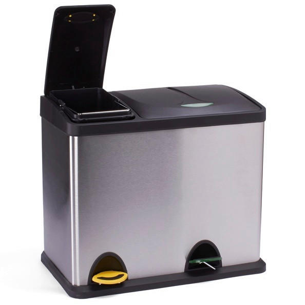 TRETEIMER 26 l Metall - Silberfarben/Schwarz, Basics, Kunststoff/Metall (47/30/40,5cm)