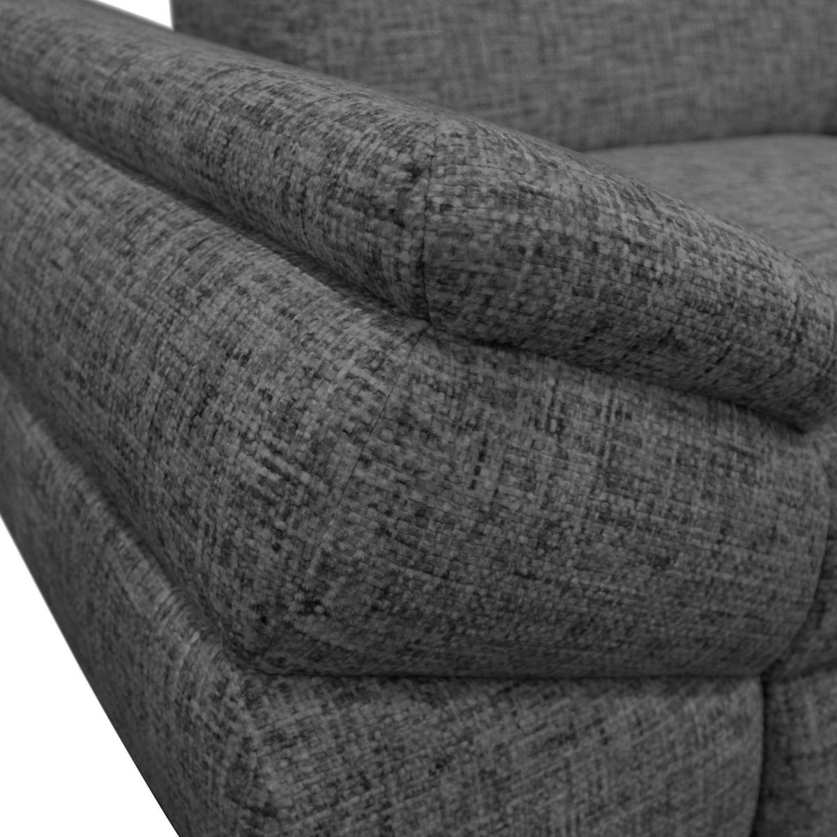 ECKSOFA Dunkelgrau Struktur, Plüsch  - Dunkelgrau/Schwarz, Design, Textil/Metall (274/201cm) - MID.YOU