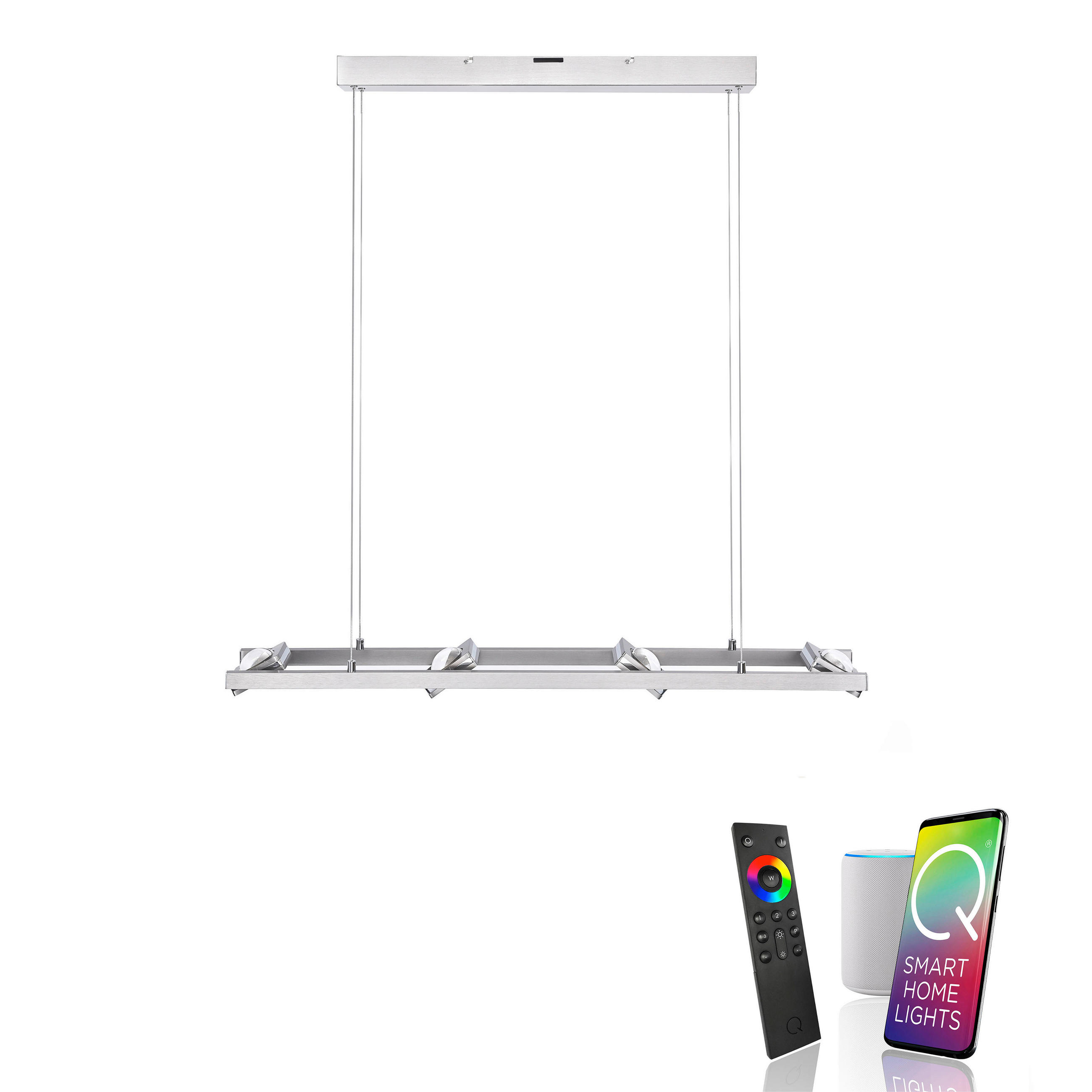 LED-HÄNGELEUCHTE  99/16,5/120 cm    - Edelstahlfarben, Design, Glas/Kunststoff (99/16,5/120cm) - Just Light