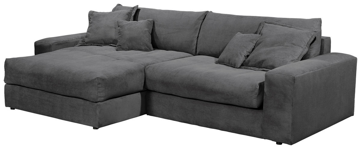 ECKSCHLAFSOFA  KAMIL Anthrazit Cord  - Anthrazit/Schwarz, MODERN, Kunststoff/Textil (180/297cm) - Livetastic