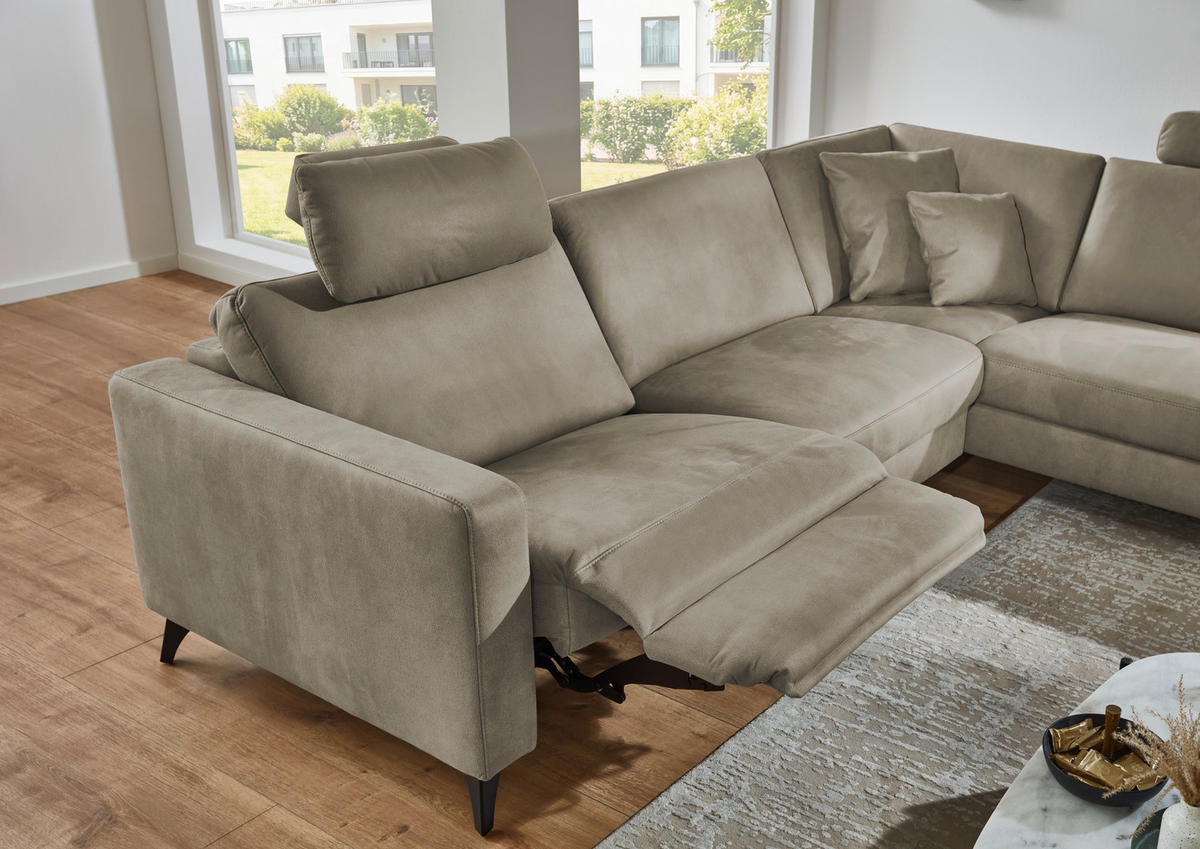 ECKSOFA Dieter Knoll Beigebraun Mikrofaser  - Beigebraun/Schwarz, Design, Textil/Metall (269/238cm) - Dieter Knoll