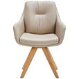 ARMLEHNSTUHL  in Webstoff Kombination Echtleder/Stoff pigmentiert  - Wildeiche/Beige, Design, Leder/Holz (62/90/65cm) - Waldwelt