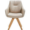 ARMLEHNSTUHL in Holz, Textil, Leder Creme, Beige, Wildeiche  - Wildeiche/Beige, Design, Leder/Holz (62/90/65cm) - Waldwelt