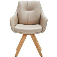 ARMLEHNSTUHL in Holz, Textil, Leder Beige, Creme, Wildeiche  - Wildeiche/Beige, Design, Leder/Holz (62/90/65cm) - Waldwelt