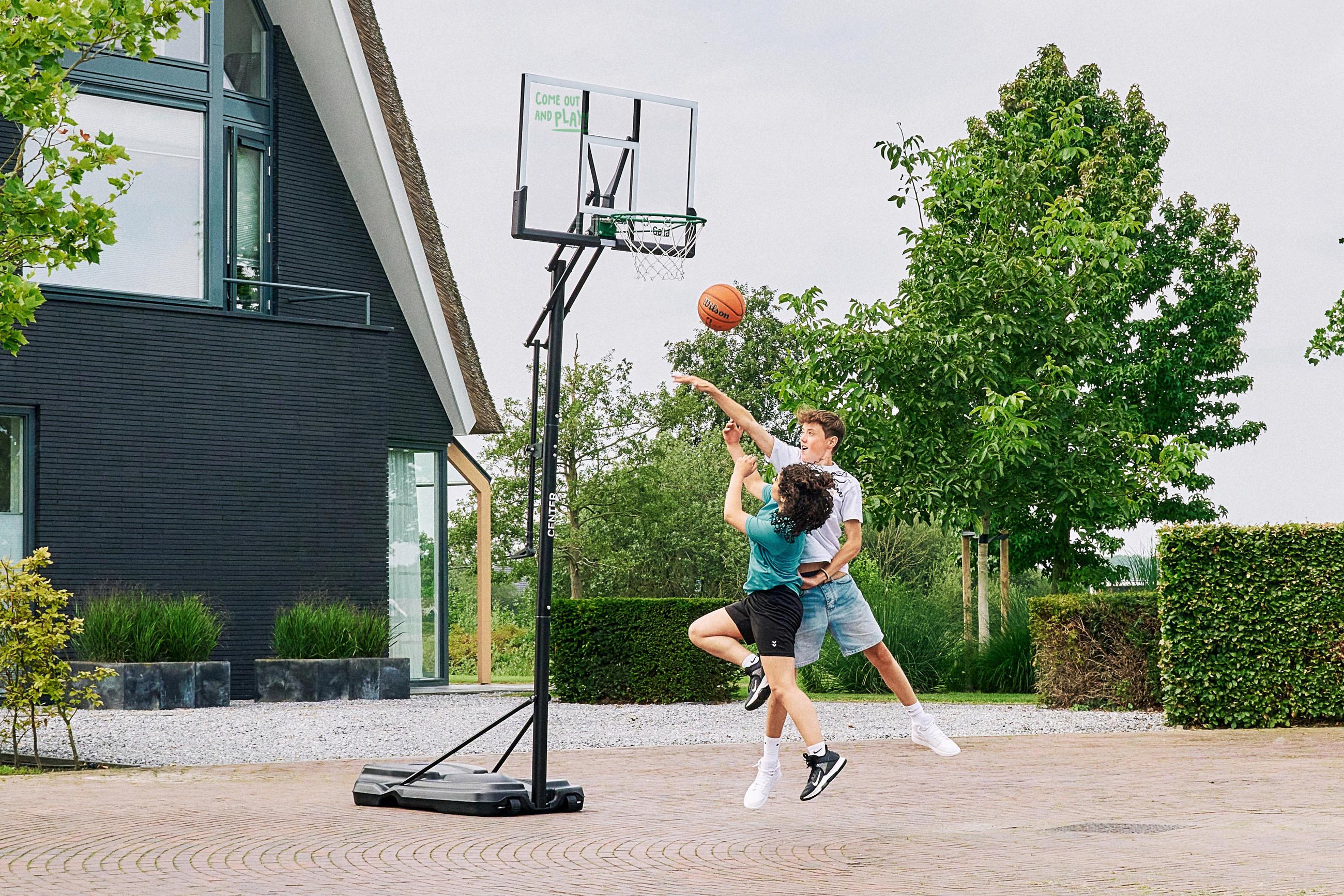 BASKETBALLSTÄNDER - Schwarz/Grün, KONVENTIONELL, Kunststoff/Metall (128/296-371/210cm) - Salta