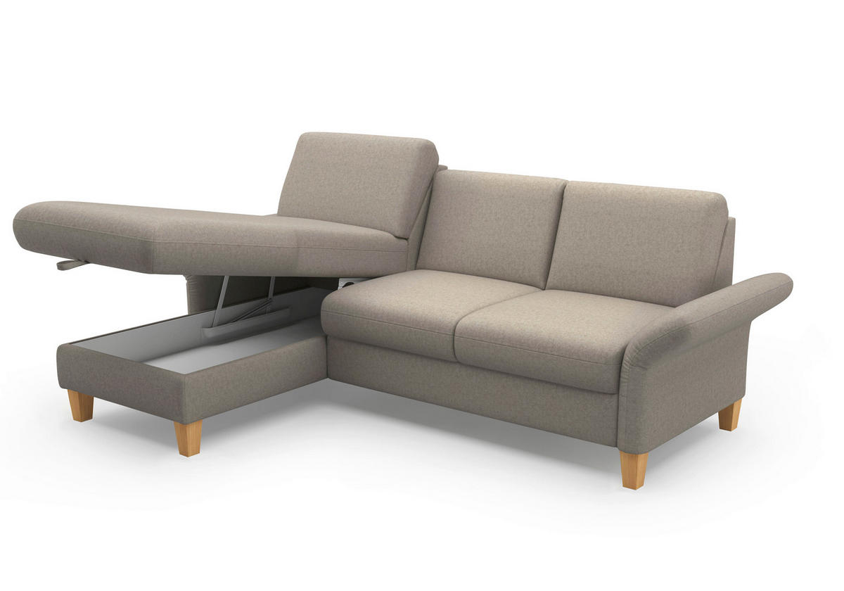 ECKSOFA ROCHELLE E Taupe Flachgewebe  - Taupe/Eichefarben, KONVENTIONELL, Holz/Textil (164/251cm) - Sit & More