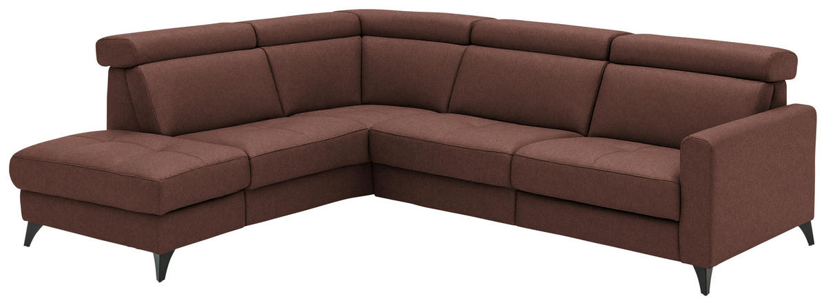 ECKSOFA Beldomo System in Flachgewebe Weinrot  214/276 cm  - Weinrot/Schwarz, KONVENTIONELL, Textil/Metall (214/276cm) - Beldomo System