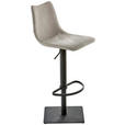 BARHOCKER Lederlook Hellgrau Stahl Sitzfläche 360° drehbar  - Anthrazit/Hellgrau, Design, Textil/Metall (43/85-110/50cm) - Novel