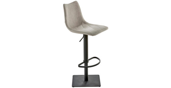 BARHOCKER Lederlook Hellgrau Stahl Sitzfläche 360° drehbar - Anthrazit/Hellgrau, Design, Textil/Metall (43/85-110/50cm) - Novel