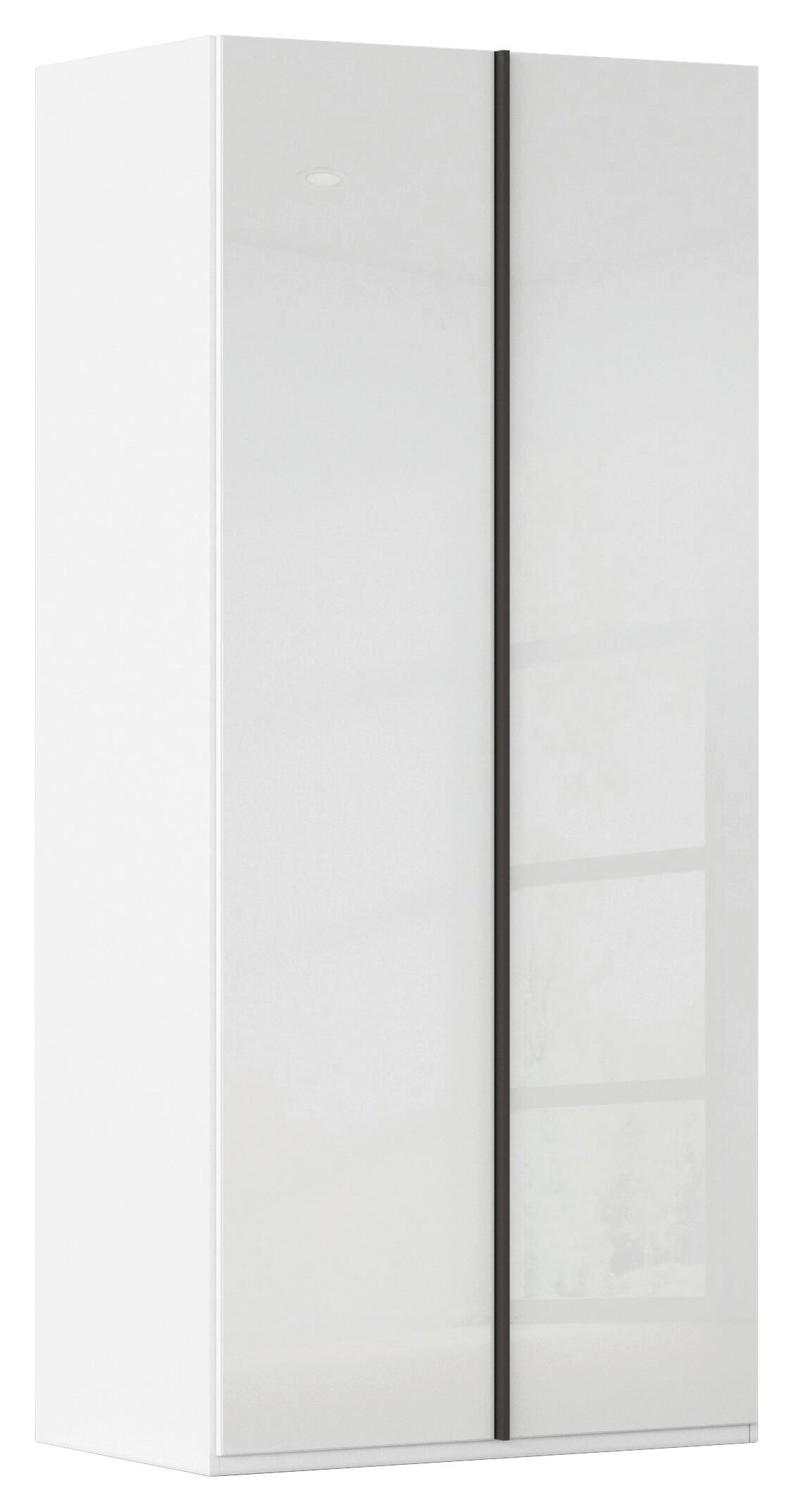 DREHTÜRENSCHRANK 101/235/61 cm,  in Weiß, 2-türig  - Edelstahlfarben/Weiß, Basics, Glas/Holzwerkstoff (101/235/61cm) - Novel
