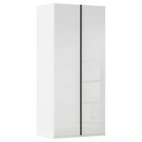 DREHTÜRENSCHRANK 101/235/61 cm,  in Weiß, 2-türig  - Edelstahlfarben/Weiß, Basics, Glas/Holzwerkstoff (101/235/61cm) - Novel